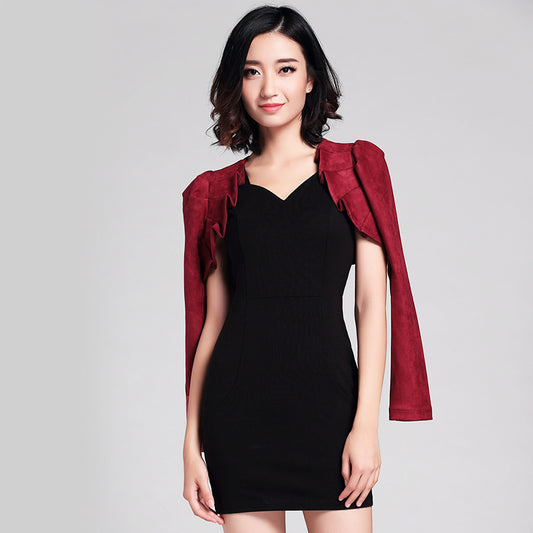 Women's Suede Cheongsam Outer Coat