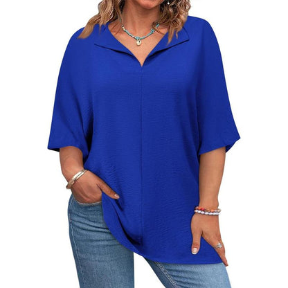 Beautife 【Xl-5Xl】Womens plus Size Tops Short Sleeve V Neck Tee Blouse Summer Loose Fit Casual Tunic Top