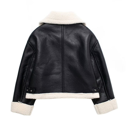 Women's Casual Fur Brown Double-sided Short Coat
