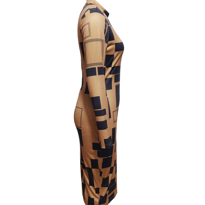 Women's Round Neck Dress With Color Block Splicing Dress